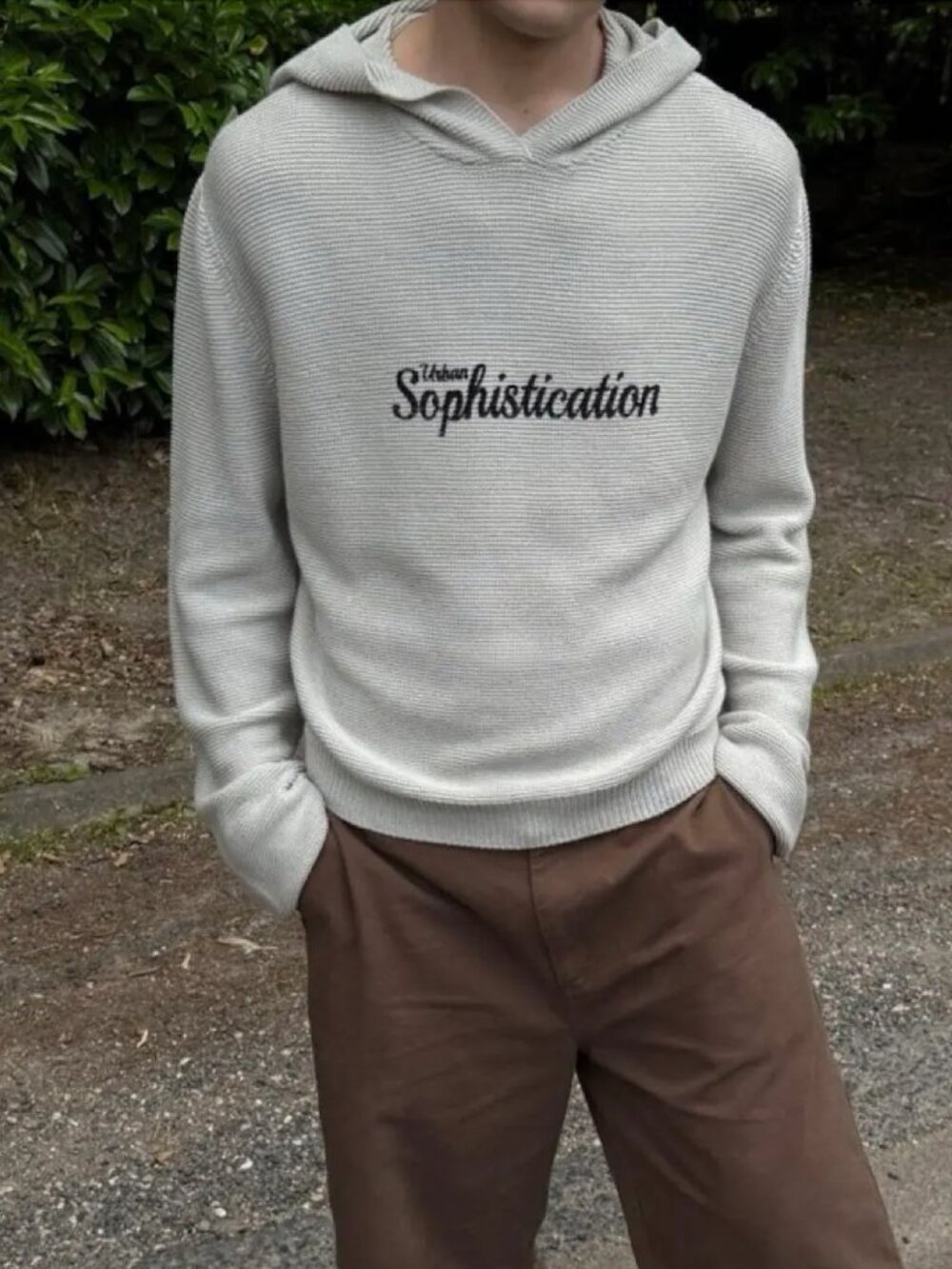 Urban Sophistication California Knit Hoodie with Embroidered Logo NWT